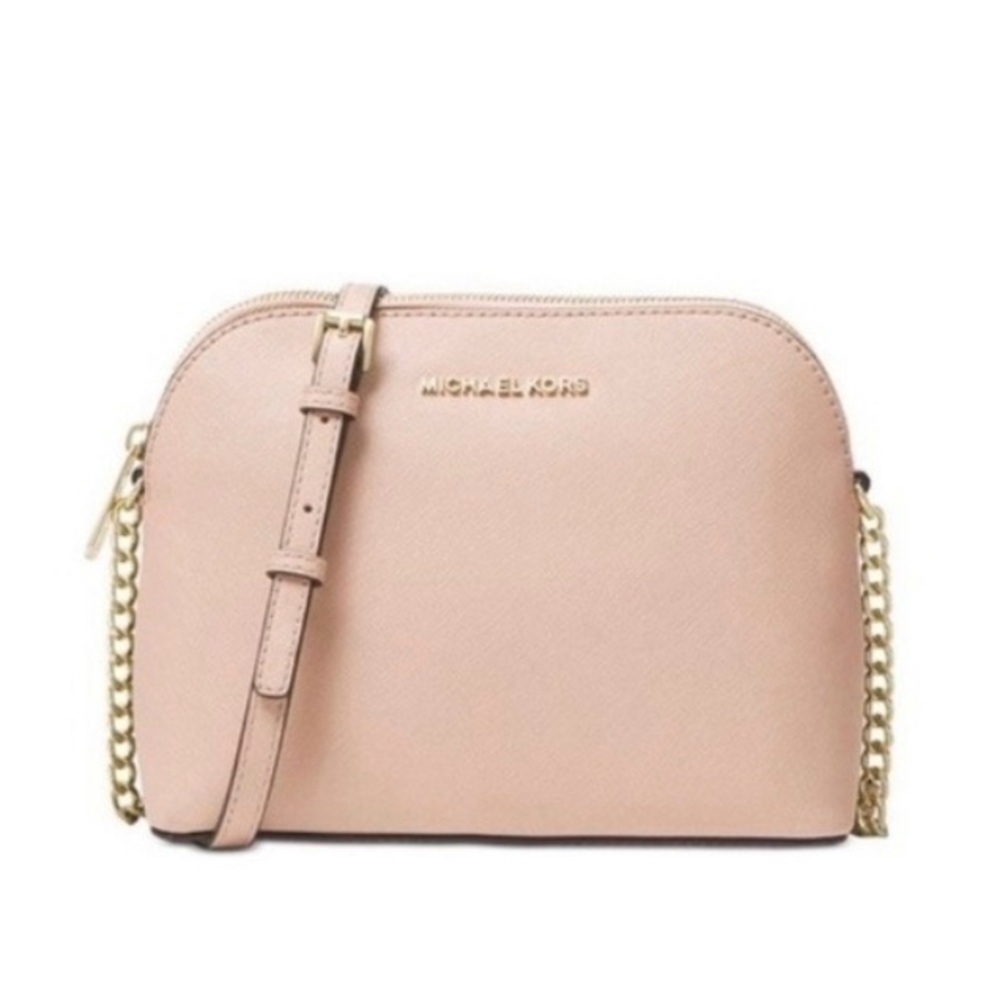 Michael Kors Blush Pink/ Cream Saffiano Leather Crossbody with Gold Chain